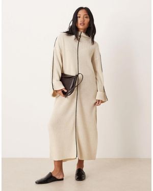Vila High Neck Knitted Maxi Dress - Natural