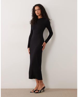 AFRM Juniper strick-crêpe-midikleid mit mock-neck und langen ärmeln - Schwarz