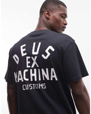 Deus Ex Machina 100% Cotton T-shirt With Logo Back - Blue