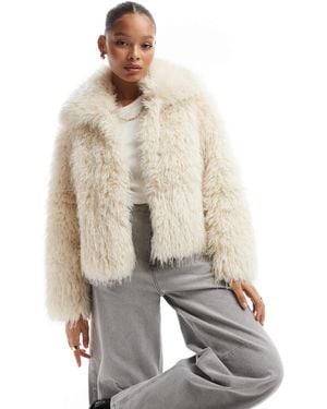 Stradivarius shaggy Faux Fur Jacket - White