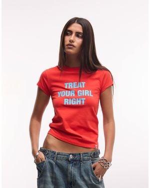 Collusion Ss Slogan Graphic Baby Tee - Red