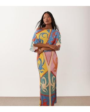 Never Fully Dressed Petite Tilly Off Shoulder Plisse Maxi Dress - Red