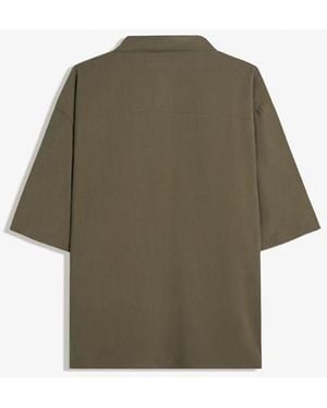 Bershka Camicia Squadrata A Maniche Corte Kaki - Verde