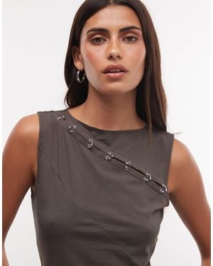 Weekday Asymmetrisches tanktop mit ösen-detail - Grau