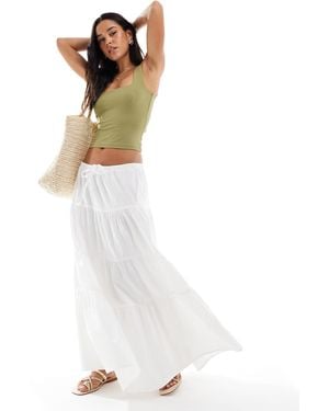 Miss Selfridge Tiered Maxi Skirt - White