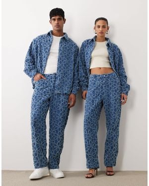 Sister Jane Unisex Fleur Mid Waist Denim Jeans Co-ord - Blue