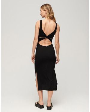 Superdry & Co Jersey Twist Back Midi Dress - Black