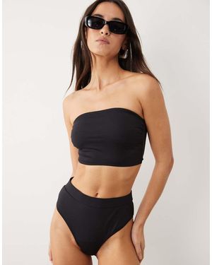 Threadbare Bikiniset Met Hoge Taille En Bandeau-Top - Zwart
