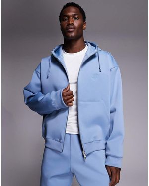 Liquor N Poker Double Zip Scuba-Style Fabric Hoodie Co-Ord - Blue