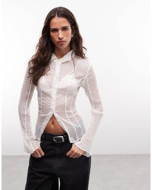 Weekday – langärmlige transparente hemdbluse - Weiß