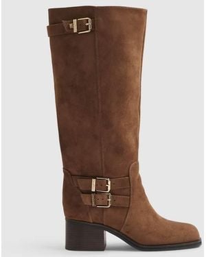 River Island Buckle High Leg Boots - Brown