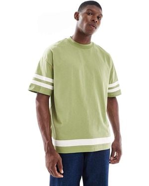 ASOS Oversized Contrast T-shirt With Half Sleeve - Green