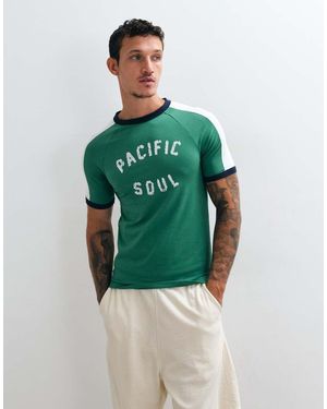 ASOS Muscle Ringer T-shirt With Distressed Pacific Soul Graphic - Green