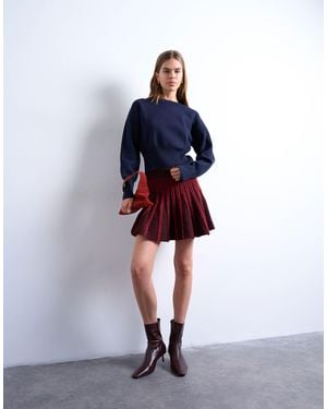 TOPSHOP Knit Ribbed Mini Skirt - Blue