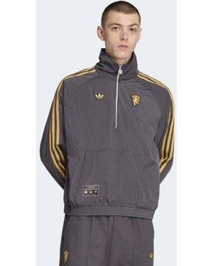 adidas Originals Manchester United Terrace Icons Half-Zip Jacket - Grey