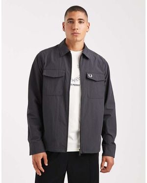 Fred Perry Zip Through Overshirt Jacket - Grey