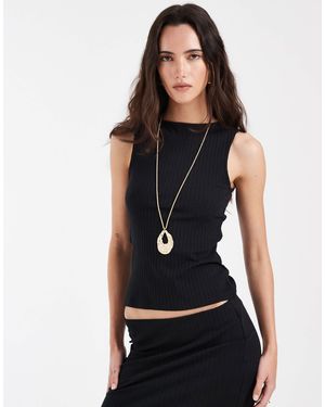 Vero Moda Flat Rib Boat Neck Sleeveless Jersey Top - Black
