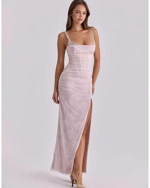 House Of Cb Lini Baby Lace Mesh Maxi Dress - Purple