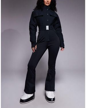 ASOS 4505 Ski & Snow Asos 4505 Hourglass Ski Funnel Neck Kick Flare Belted Ski Suit - Blue
