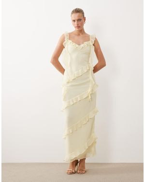 Pretty Lavish Rue Ruffled Maxi Dress With Draping Details - Natural