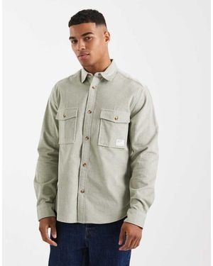 ASOS Corduroy Overshirt With Workwear Badge - Grey