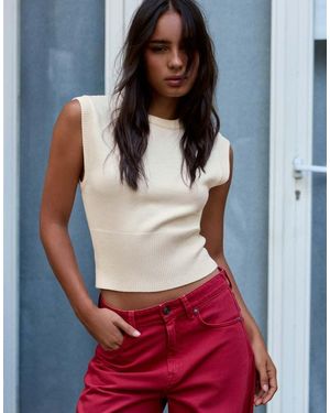Bershka Round Neck Knit Vest - Red