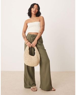 JDY Petite Wide Leg Linen Trouser - Natural