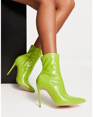 Truffle Collection Botas Verdes Acharolados Estilo Calcetín Con Tacón De Aguja Para Halloween De