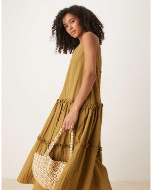 Ghospell – gestuftes midaxi-kleid - Natur