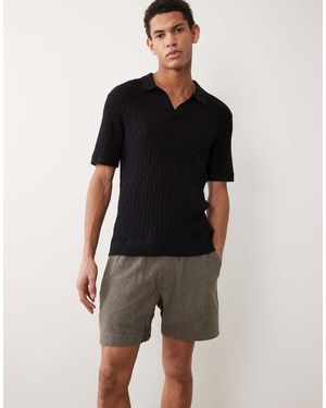 Abercrombie & Fitch Tailored Linen Blend Shorts - Black