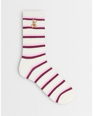 Accessorize Calzini E Bianchi A Righe Con Orsetto - Bianco
