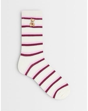 Accessorize Teddy Stripe Socks - White