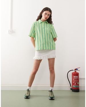 Collusion Minigonna Bianca Con Finiture - Verde