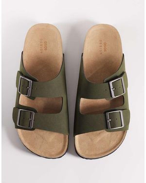 ASOS Two Strap Sandals With Cork Sole - Green