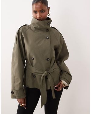 Gina Tricot High Neck Trench Jacket - Brown