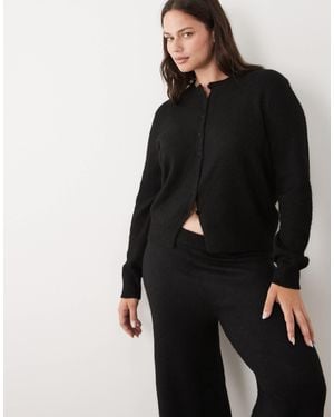ASOS Asos Design Curve Wool Blend Neat Fit Cardigan - Black