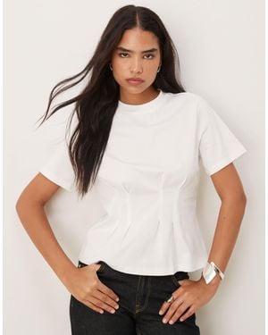 Vila Cinched Waist Structured T-shirt - White