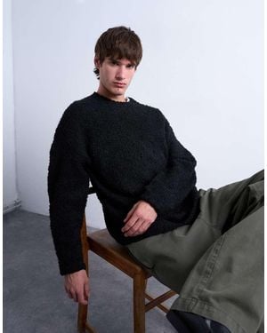 TOPMAN Relaxed Fit Boucle Jumper - Black