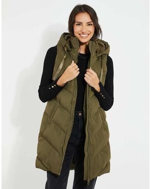 Threadbare 'Vamp' Longline Padded Gilet - Green