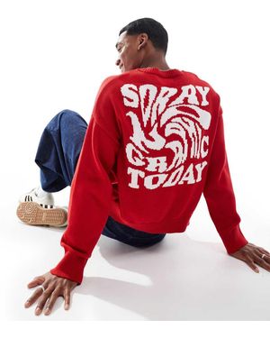 Pull&Bear Stwd Knitted Jumper - Red