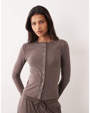 River Island Soft Touch Cardigan Co-Ord - Brown