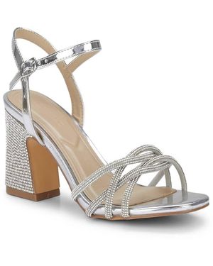 SEQWL Strappy Chunky Heel Sandals With Buckle Closure - Metallic