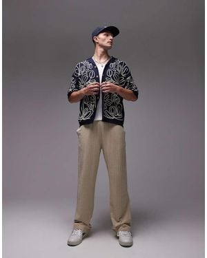 TOPMAN Straight Fit Seersucker Trackies - Grey