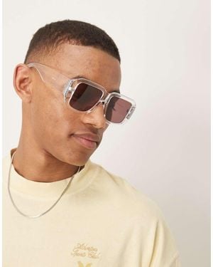 ASOS Occhiali Da Sole Squadrati Spessi Con Montatura E Lenti Bordeaux - Marrone
