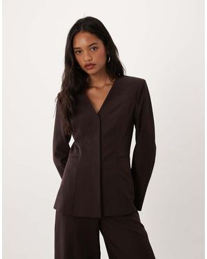 4th & Reckless Blazer Coordinato Senza Colletto Con Maniche Svasate E Vita Strutturata Aderente - Nero