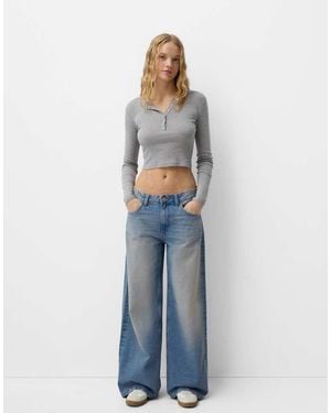 Bershka Wide Leg Jeans - Blue