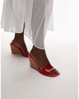 TOPSHOP Farah High Wedge Heeled Mule - Brown