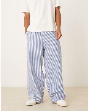 ASOS Pantalones A Rayas Azules Extragrandes De Estilo Paracaidista De