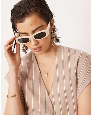 Mango Rectangular Frame Sunglasses - Natural