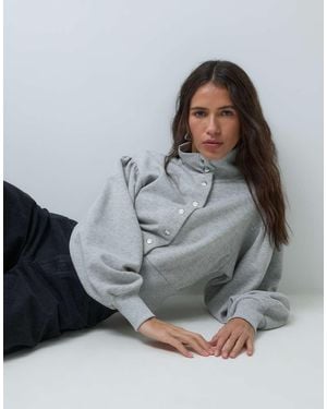 ASOS Blouson Sweatshirt Met Opstaande Kraag - Grijs